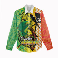 Hawaii Blue Marlin Fishing Women Casual Shirt Hawaiian Kanaka Kakau Reggae