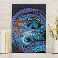Personalised Blue Marlin Fishing New Zealand Canvas Wall Art NZ Kiwi Cowboy Born To Fish LT14 Without Frame Purple - Polynesian Pride