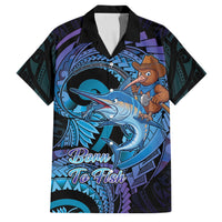 Personalised Blue Marlin Fishing New Zealand Family Matching Tank Maxi Dress and Hawaiian Shirt NZ Kiwi Cowboy Born To Fish LT14 Dad's Shirt - Short Sleeve Purple - Polynesian Pride