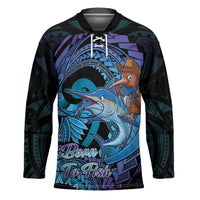 Personalised Blue Marlin Fishing New Zealand Hockey Jersey NZ Kiwi Cowboy Born To Fish LT14 Unisex Purple - Polynesian Pride