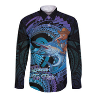 Personalised Blue Marlin Fishing New Zealand Long Sleeve Button Shirt NZ Kiwi Cowboy Born To Fish