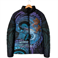 Personalised Blue Marlin Fishing New Zealand Padded Jacket NZ Kiwi Cowboy Born To Fish