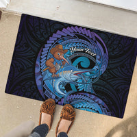 Personalised Blue Marlin Fishing New Zealand Rubber Doormat NZ Kiwi Cowboy Born To Fish