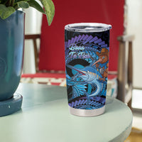 Personalised Blue Marlin Fishing New Zealand Tumbler Cup NZ Kiwi Cowboy Born To Fish LT14 - Polynesian Pride