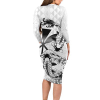 Japan And Hawaii Family Matching Long Sleeve Bodycon Dress and Hawaiian Shirt Sakura Koi Fish Hawaiian Lei Kanaka LT14 - Polynesian Pride