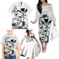 Japan And Hawaii Family Matching Off The Shoulder Long Sleeve Dress and Hawaiian Shirt Sakura Koi Fish Hawaiian Lei Kanaka LT14 - Polynesian Pride