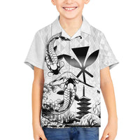 Japan And Hawaii Family Matching Summer Maxi Dress and Hawaiian Shirt Sakura Koi Fish Hawaiian Lei Kanaka LT14 Son's Shirt White - Polynesian Pride