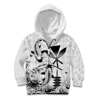 Japan And Hawaii Kid Hoodie Sakura Koi Fish Hawaiian Lei Kanaka LT14 Zip Hoodie White - Polynesian Pride