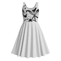 Japan And Hawaii Midi Dress Sakura Koi Fish Hawaiian Lei Kanaka LT14 White - Polynesian Pride