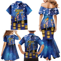 Japan Obon Festival Family Matching Mermaid Dress and Hawaiian Shirt Sakura Lanterns With Bon Dance LT14 - Polynesian Pride