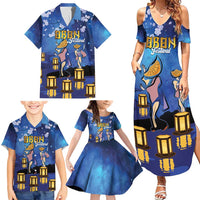 Japan Obon Festival Family Matching Summer Maxi Dress and Hawaiian Shirt Sakura Lanterns With Bon Dance LT14 - Polynesian Pride