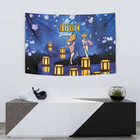 Japan Obon Festival Tapestry Sakura Lanterns With Bon Dance - Polynesian Pride