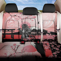 Personalised Japan Samurai Warrior Back Car Seat Cover Japanese Cherry Blossom Polynesian Pattern - Polynesian Pride