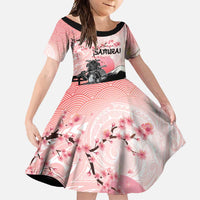 Personalised Japan Samurai Warrior Family Matching Mermaid Dress and Hawaiian Shirt Japanese Cherry Blossom Polynesian Pattern LT14 Daughter's Dress Pink - Polynesian Pride