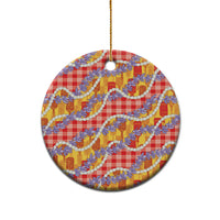 Hawaii Kahili Palaka Motifs Ceramic Ornament Hawaiian Honohono Pikake Lei