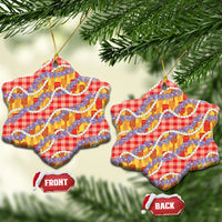 Hawaii Kahili Palaka Motifs Ceramic Ornament Hawaiian Honohono Pikake Lei