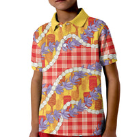 Hawaii Kahili Palaka Motifs Kid Polo Shirt Hawaiian Honohono Pikake Lei