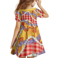 Hawaii Kahili Palaka Motifs Kid Short Sleeve Dress Hawaiian Honohono Pikake Lei LT14 - Polynesian Pride