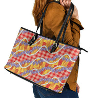 Hawaii Kahili Palaka Motifs Leather Tote Bag Hawaiian Honohono Pikake Lei