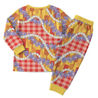 Hawaii Kahili Palaka Motifs Christmas Pajama Set Hawaiian Honohono Pikake Lei