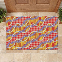 Hawaii Kahili Palaka Motifs Rubber Doormat Hawaiian Honohono Pikake Lei