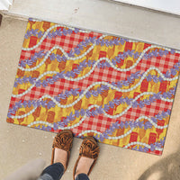 Hawaii Kahili Palaka Motifs Rubber Doormat Hawaiian Honohono Pikake Lei