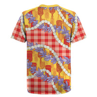 Hawaii Kahili Palaka Motifs Rugby Jersey Hawaiian Honohono Pikake Lei