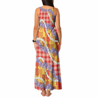 Hawaii Kahili Palaka Motifs Tank Maxi Dress Hawaiian Honohono Pikake Lei LT14 - Polynesian Pride