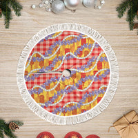 Hawaii Kahili Palaka Motifs Tree Skirt Hawaiian Honohono Pikake Lei