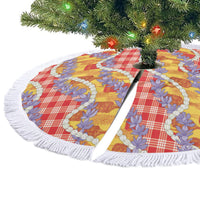 Hawaii Kahili Palaka Motifs Tree Skirt Hawaiian Honohono Pikake Lei