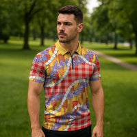 Hawaii Kahili Palaka Motifs Zipper Polo Shirt Hawaiian Honohono Pikake Lei LT14 - Polynesian Pride