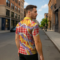Hawaii Kahili Palaka Motifs Zipper Polo Shirt Hawaiian Honohono Pikake Lei LT14 - Polynesian Pride
