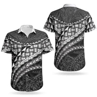 Hawaii Lauhala Tattoo Couples Matching Off The Shoulder Long Sleeve Dress and Hawaiian Shirt Hawaiian Hala Leaf Weaving LT14 - Polynesian Pride