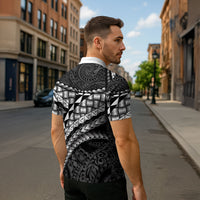 Hawaii Lauhala Tattoo Zipper Polo Shirt Hawaiian Hala Leaf Weaving LT14 - Polynesian Pride