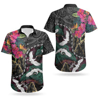 Hawaiian and Japanese Culture Couples Matching Puletasi and Hawaiian Shirt Crane Sakura Hibiscus Tropical Vibes LT14 - Polynesian Pride