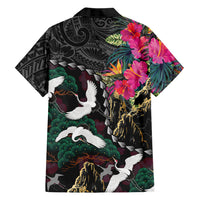 Hawaiian and Japanese Culture Family Matching Tank Maxi Dress and Hawaiian Shirt Crane Sakura Hibiscus Tropical Vibes LT14 - Polynesian Pride