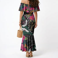 Hawaiian and Japanese Culture Mermaid Dress Crane Sakura Hibiscus Tropical Vibes LT14 - Polynesian Pride