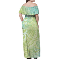Baby Green Gradient Polynesia Family Matching Off Shoulder Maxi Dress and Hawaiian Shirt Hawaiian Tribal Hammerhead Shark Tattoo LT14 - Polynesian Pride
