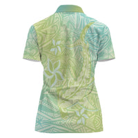 Baby Green Gradient Polynesia Women Polo Shirt Hawaiian Tribal Hammerhead Shark Tattoo