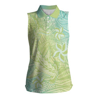 Baby Green Gradient Polynesia Women Sleeveless Polo Shirt Hawaiian Tribal Hammerhead Shark Tattoo