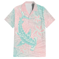 Baby Pink Gradient Polynesia Family Matching Long Sleeve Bodycon Dress and Hawaiian Shirt Hawaiian Tribal Hammerhead Shark Tattoo LT14 Dad's Shirt - Short Sleeve Baby Pink - Polynesian Pride