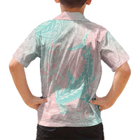 Baby Pink Gradient Polynesia Family Matching Short Sleeve Bodycon Dress and Hawaiian Shirt Hawaiian Tribal Hammerhead Shark Tattoo LT14 - Polynesian Pride