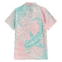 Baby Pink Gradient Polynesia Family Matching Short Sleeve Bodycon Dress and Hawaiian Shirt Hawaiian Tribal Hammerhead Shark Tattoo LT14 - Polynesian Pride