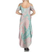 Baby Pink Gradient Polynesia Family Matching Summer Maxi Dress and Hawaiian Shirt Hawaiian Tribal Hammerhead Shark Tattoo LT14 - Polynesian Pride