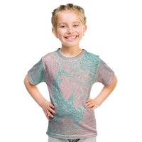 Baby Pink Gradient Polynesia Kid T Shirt Hawaiian Tribal Hammerhead Shark Tattoo