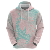 Baby Pink Gradient Polynesia Zip Hoodie Hawaiian Tribal Hammerhead Shark Tattoo LT14 - Polynesian Pride