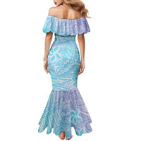 Baby Blue Gradient Polynesia Family Matching Mermaid Dress and Hawaiian Shirt Hawaiian Tribal Hammerhead Shark Tattoo LT14 - Polynesian Pride