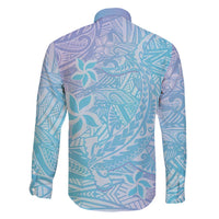 Baby Blue Gradient Polynesia Family Matching Short Sleeve Bodycon Dress and Hawaiian Shirt Hawaiian Tribal Hammerhead Shark Tattoo LT14 - Polynesian Pride