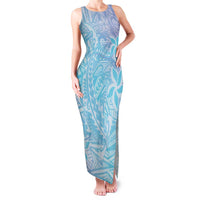 Baby Blue Gradient Polynesia Family Matching Tank Maxi Dress and Hawaiian Shirt Hawaiian Tribal Hammerhead Shark Tattoo