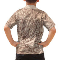 Pastel Brown Polynesia Family Matching Short Sleeve Bodycon Dress and Hawaiian Shirt Hawaiian Tribal Hammerhead Shark Tattoo LT14 - Polynesian Pride